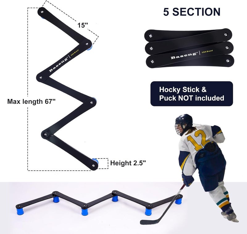 Baseng Hockey Stick Handling Trainer | Adjustable Hockey Training Equipment for Puck Control, Hand-Eye Coordination & Reaction Time | Portable On/Off Ice Trainer for All Ages,5/7 Sections - Image 5